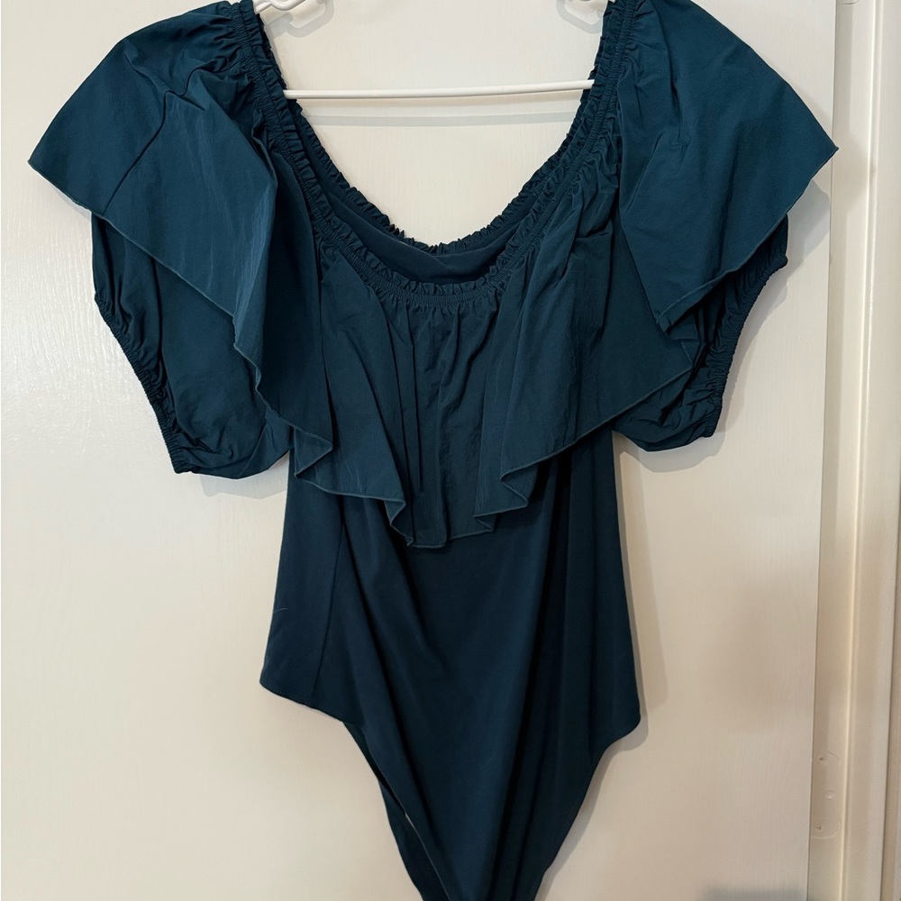 Dark Teal Ruffled Bodysuit